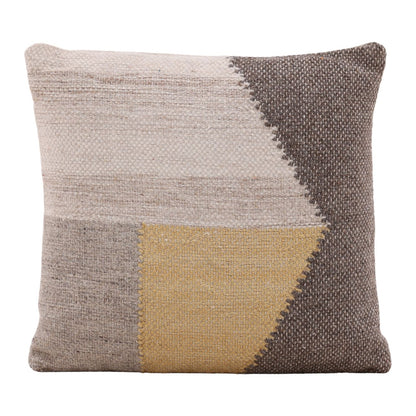 Yellow Multicolor Handwoven Wool and Cotton Cover Pillow 20 in Wide