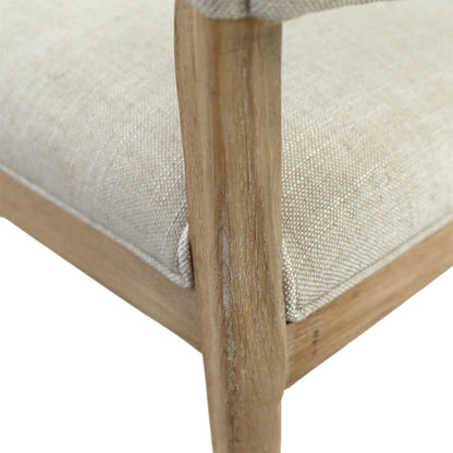 Light Sand Upholstery Oak Wood Frame with Cotton Blend Upholstery Chair 20.5 in Wide