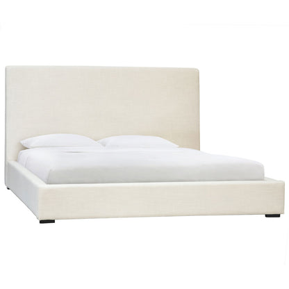 Off White Finish Linen Blend Upholstery and Birch Wood Frame Bed 67.5 in Wide