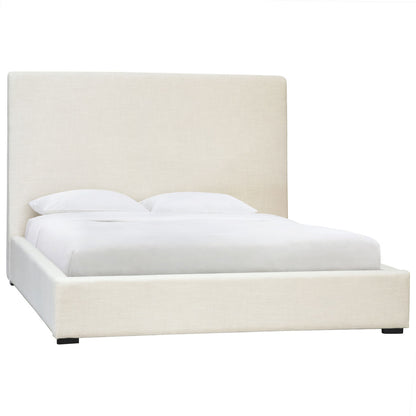 Off White Finish Linen Blend Upholstery and Birch Wood Frame Bed 67.5 in Wide