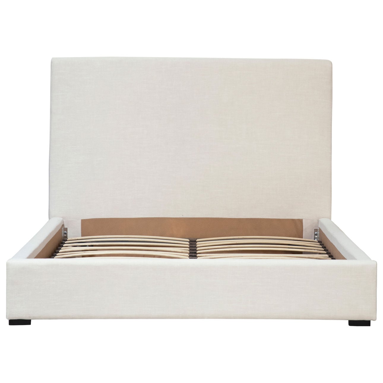 Off White Finish Linen Blend Upholstery and Birch Wood Frame Bed 67.5 in Wide