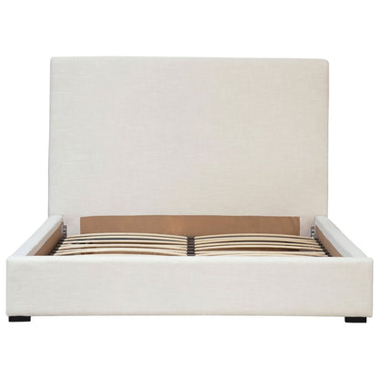 Off White Finish Linen Blend Upholstery and Birch Wood Frame Bed 67.5 in Wide
