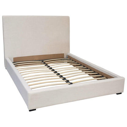 Off White Finish Linen Blend Upholstery and Birch Wood Frame Bed 67.5 in Wide