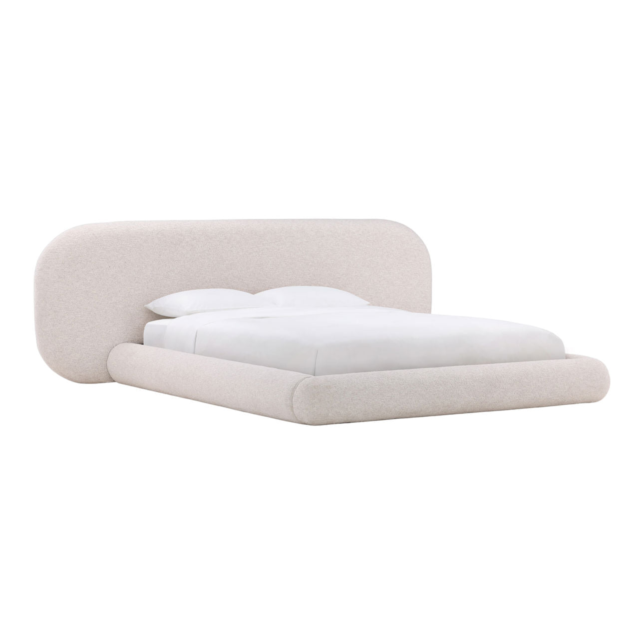 Kaia Snow Basketweave Boucle Fabric Bed 103 in Wide