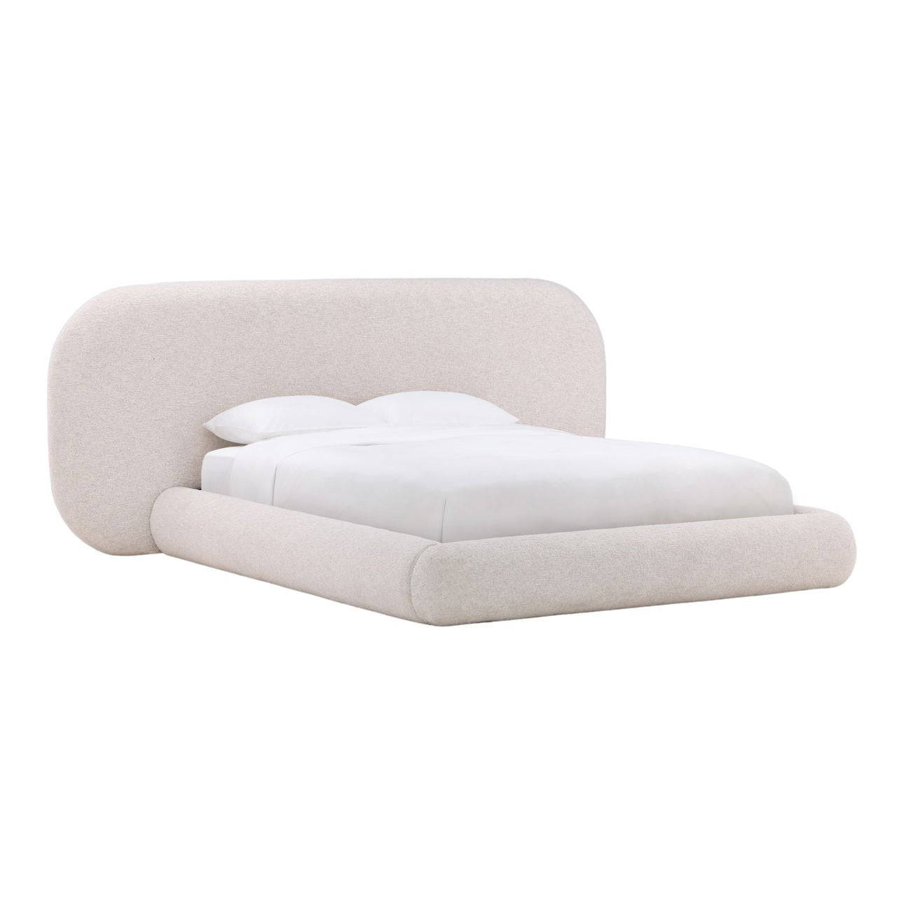Kaia Snow Basketweave Boucle Fabric Bed 103 in Wide