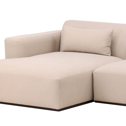 Mohair Cream Faux Mohair Fabric Sectional 134.5 in Wide