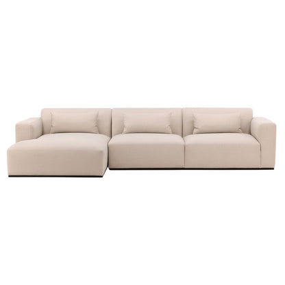 Mohair Cream Faux Mohair Fabric Sectional 134.5 in Wide