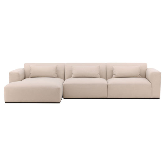 Mohair Cream Faux Mohair Fabric Sectional 134.5 in Wide