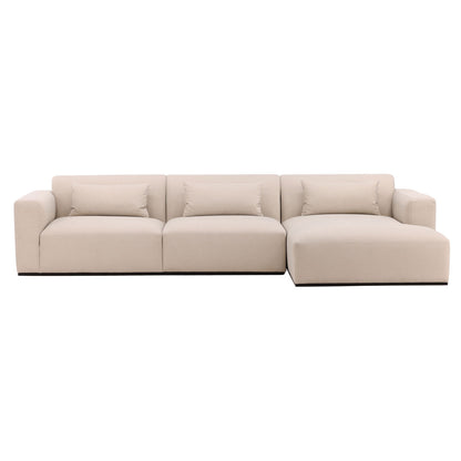 Mohair Cream Faux Mohair Fabric Sectional 134.5 in Wide
