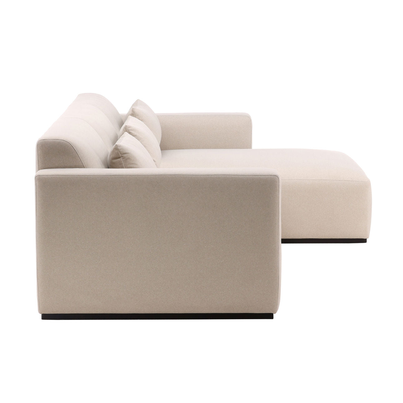 Mohair Cream Faux Mohair Fabric Sectional 134.5 in Wide