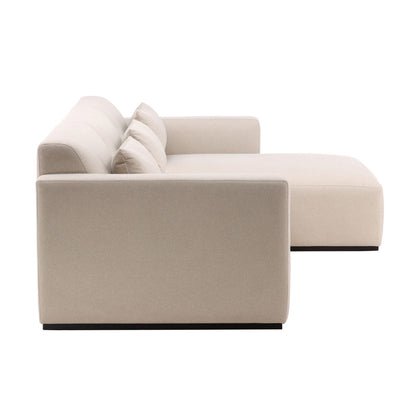 Mohair Cream Faux Mohair Fabric Sectional 134.5 in Wide