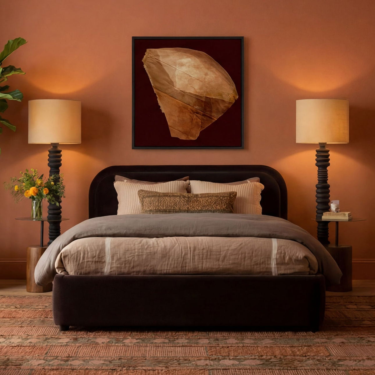 Signature Velvet Fabric and Birch Wood Frame Bed