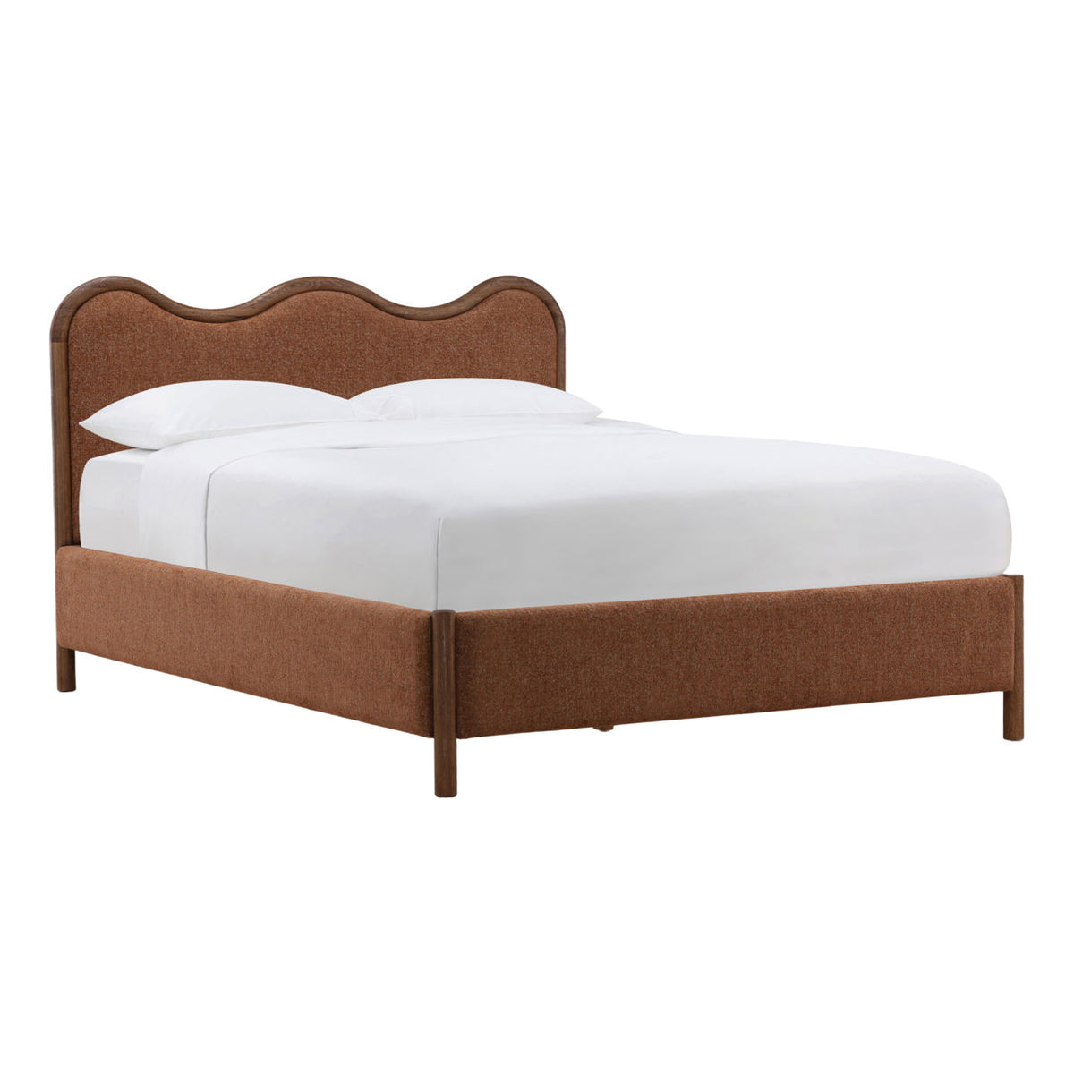 Signature Chenille Fabric and Rubber Wood Bed