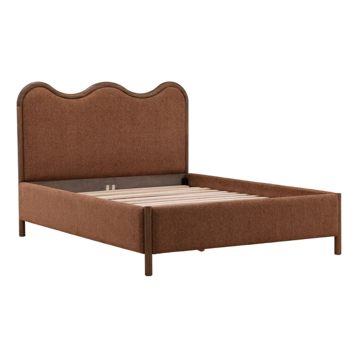Signature Chenille Fabric and Rubber Wood Bed