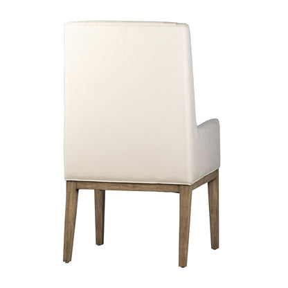 Off White Upholstery and Natural Wood Finish Solid Rubber Wood Frame with Cotton Blend Fabric Chair 25 in Wide