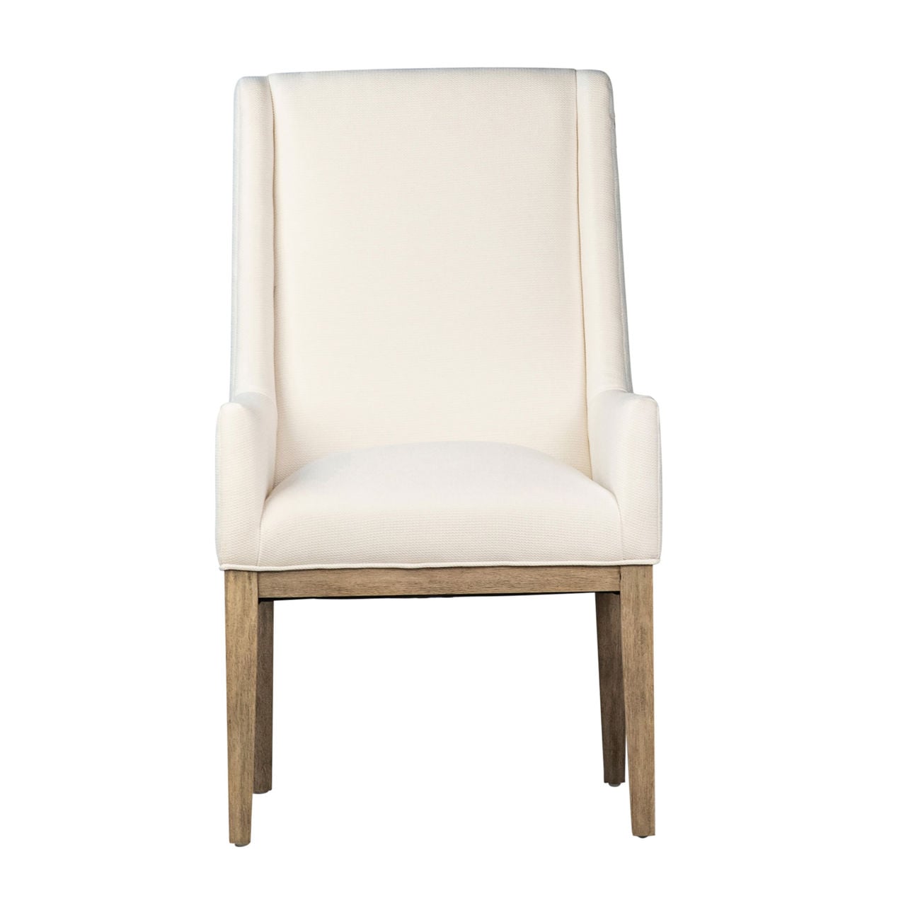 Off White Upholstery and Natural Wood Finish Solid Rubber Wood Frame with Cotton Blend Fabric Chair 25 in Wide