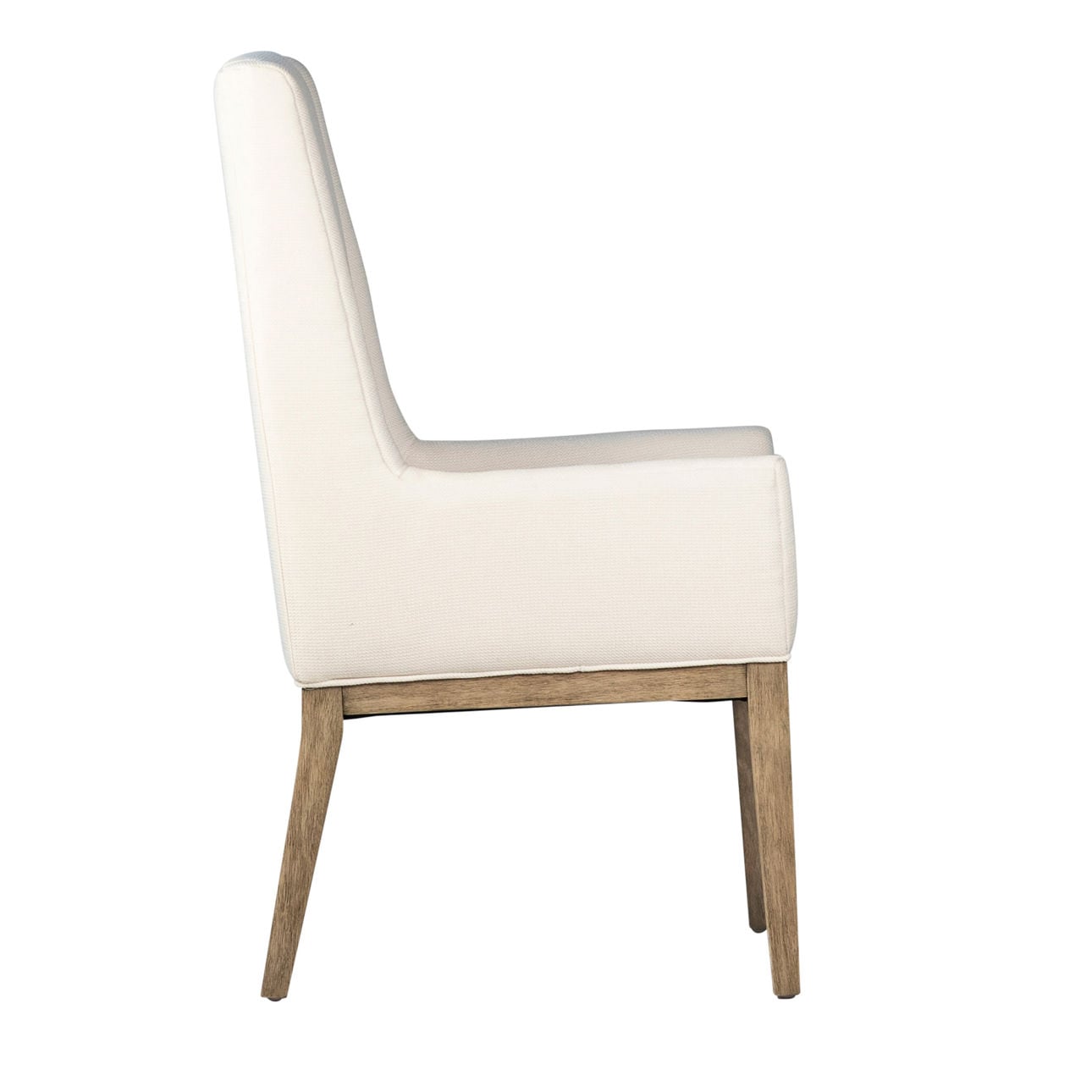Off White Upholstery and Natural Wood Finish Solid Rubber Wood Frame with Cotton Blend Fabric Chair 25 in Wide