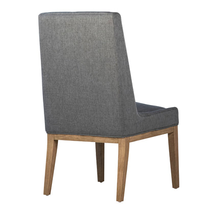 Grey Upholstery and Natural Wood Finish Cotton Blend Upholstery and Rubberwood Legs Chair 23 in Wide