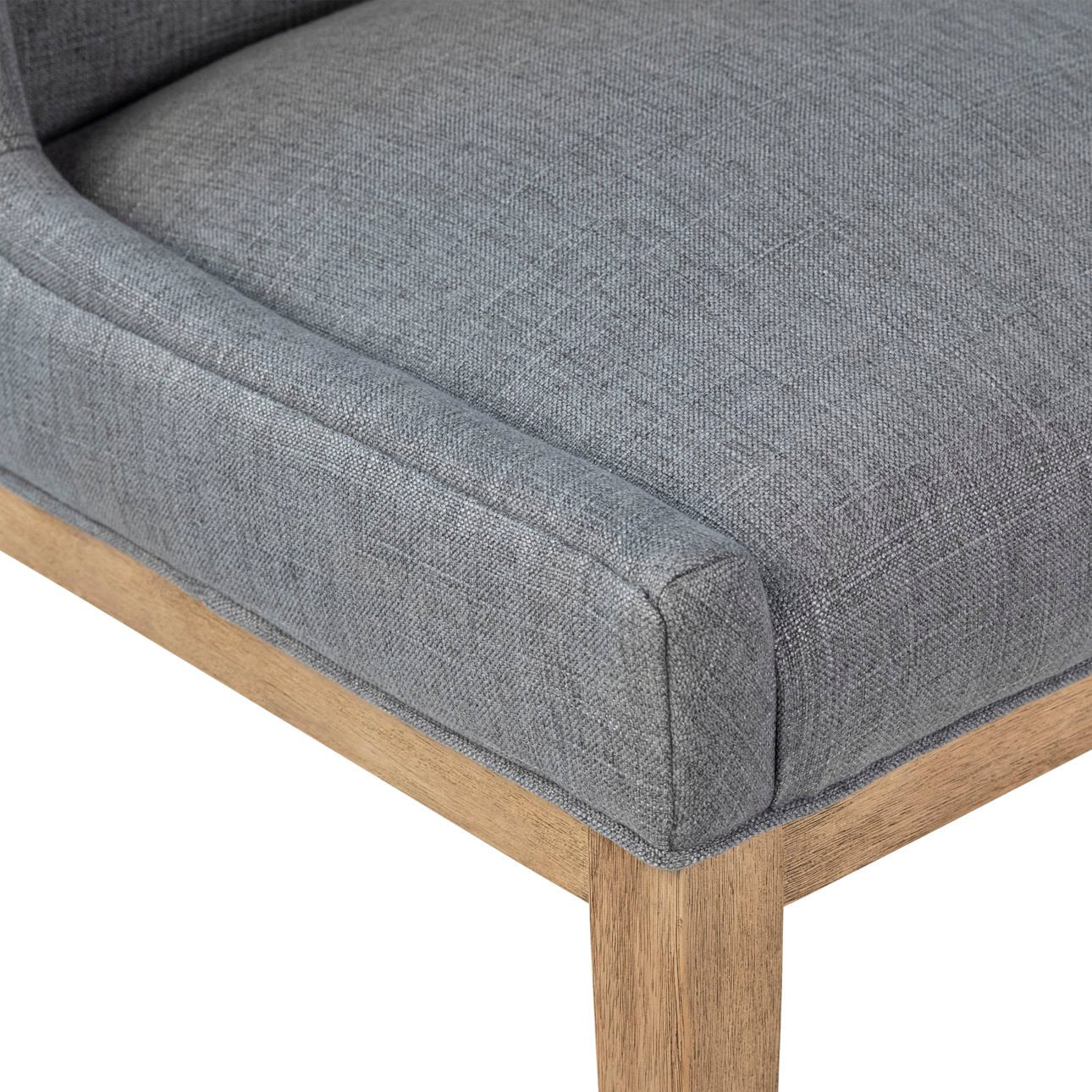 Grey Upholstery and Natural Wood Finish Cotton Blend Upholstery and Rubberwood Legs Chair 23 in Wide