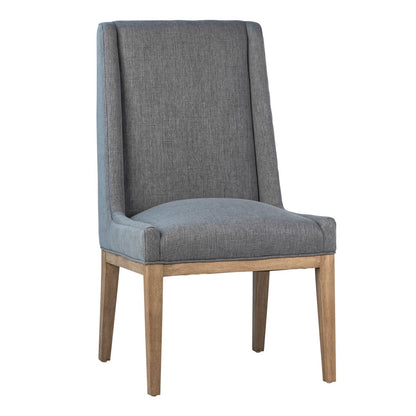 Grey Upholstery and Natural Wood Finish Cotton Blend Upholstery and Rubberwood Legs Chair 23 in Wide