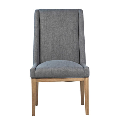 Grey Upholstery and Natural Wood Finish Cotton Blend Upholstery and Rubberwood Legs Chair 23 in Wide