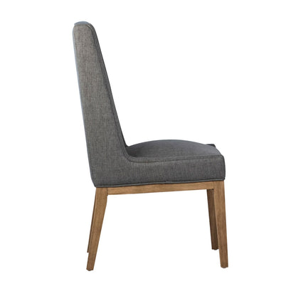 Grey Upholstery and Natural Wood Finish Cotton Blend Upholstery and Rubberwood Legs Chair 23 in Wide