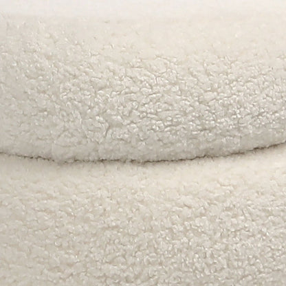 Ivory Fur Seating Faux Sheepskin Upholstery Ottoman 18 in Wide