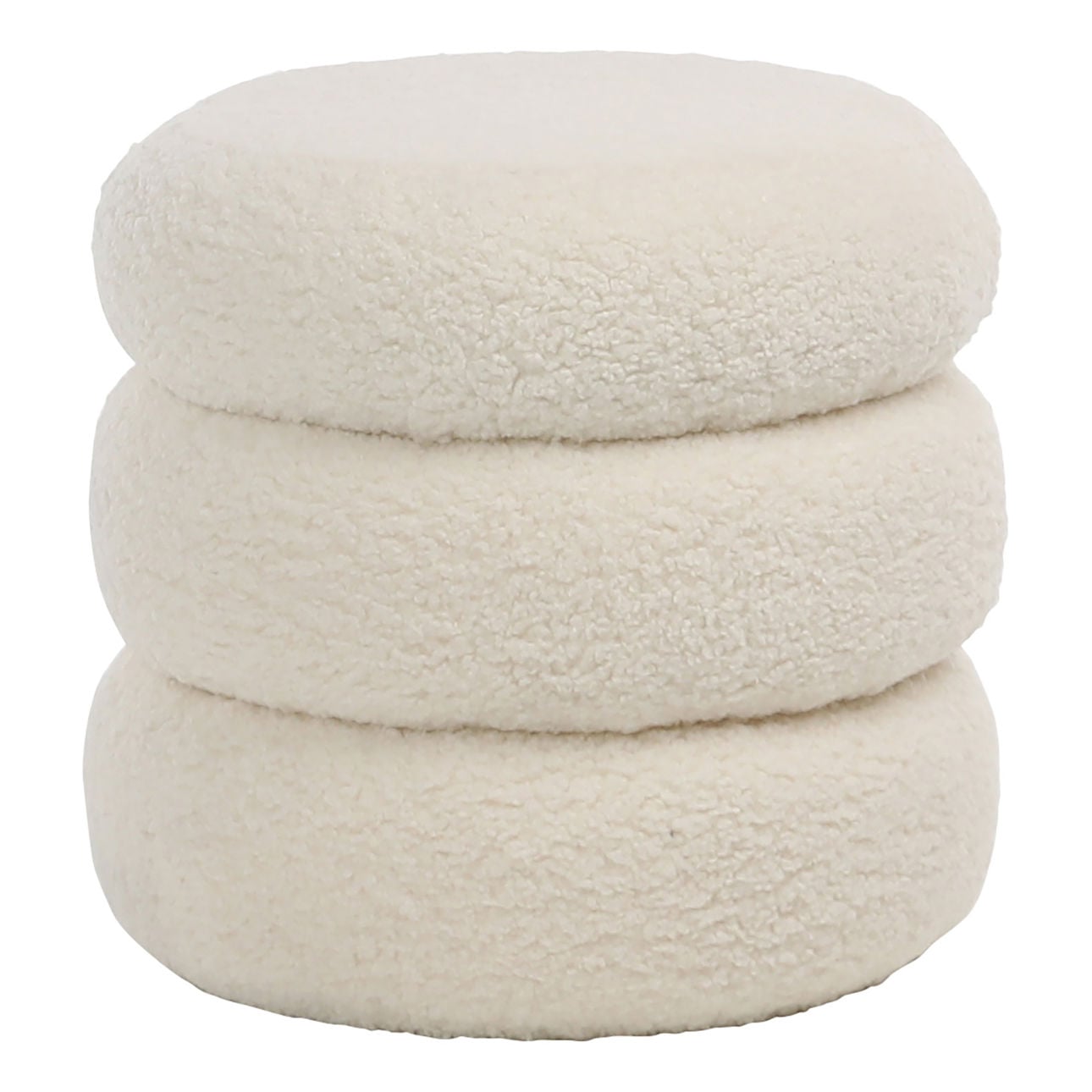 Ivory Fur Seating Faux Sheepskin Upholstery Ottoman 18 in Wide