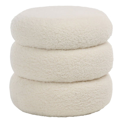 Ivory Fur Seating Faux Sheepskin Upholstery Ottoman 18 in Wide
