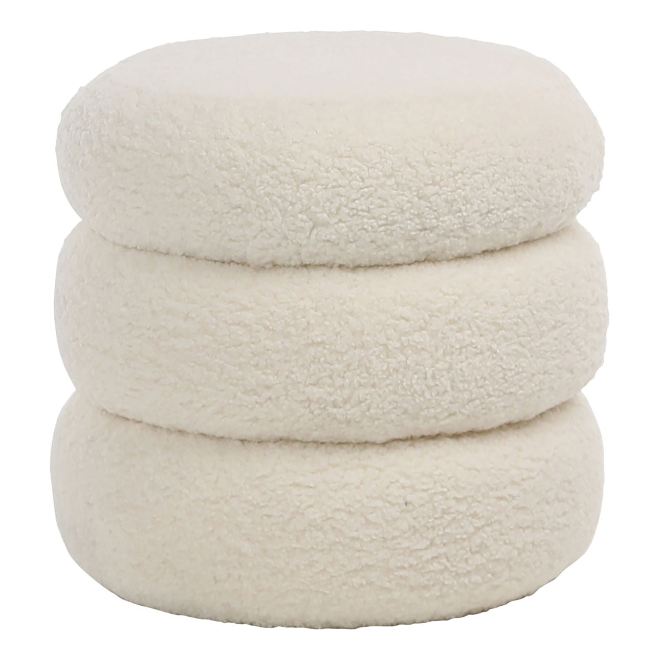 Ivory Fur Seating Faux Sheepskin Upholstery Ottoman 18 in Wide