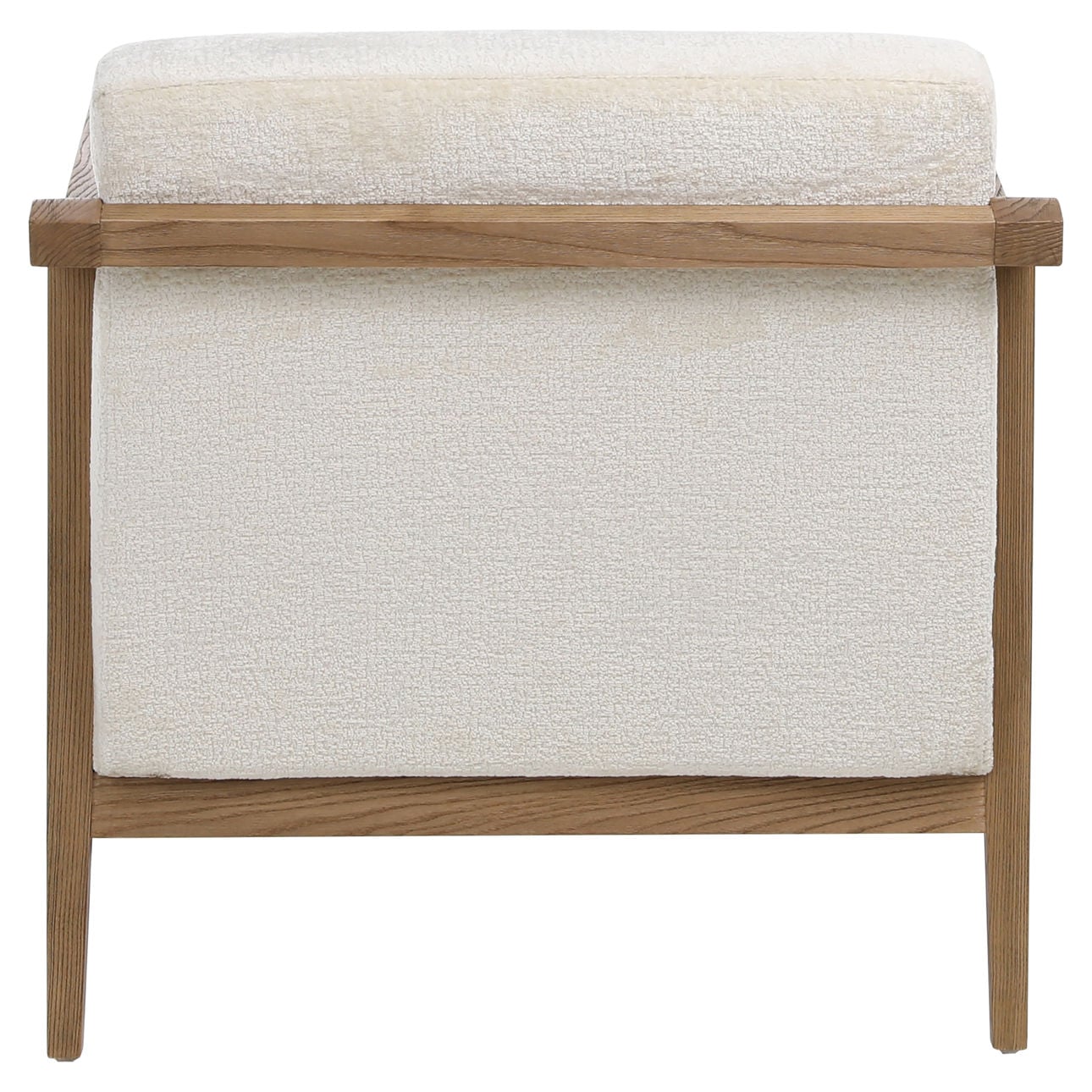 Cream Fabric and Natural Oak Wood Finish Poly Velvet Upholstery and Ash Wood Chair 28 in Wide