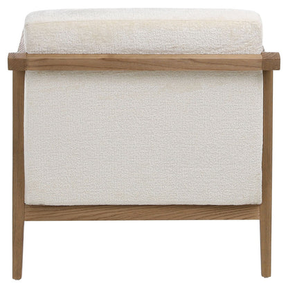 Cream Fabric and Natural Oak Wood Finish Poly Velvet Upholstery and Ash Wood Chair 28 in Wide