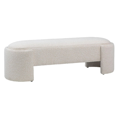 Off White Boucle Upholstery Bench 55.5 in Wide