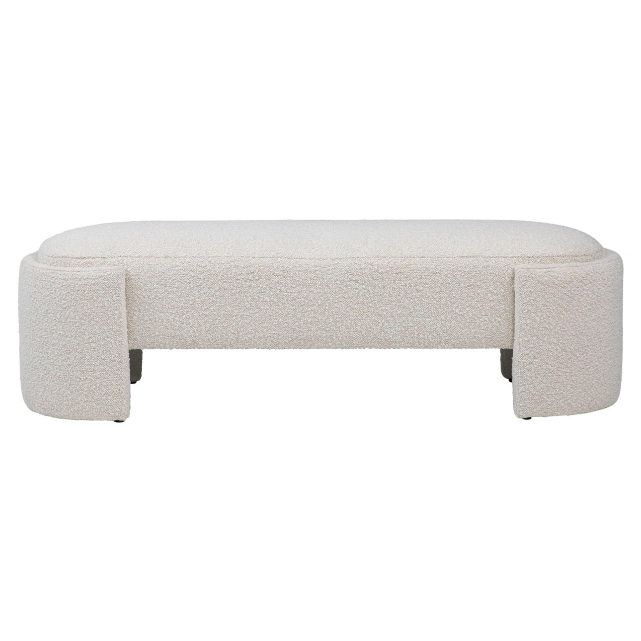 Off White Boucle Upholstery Bench 55.5 in Wide