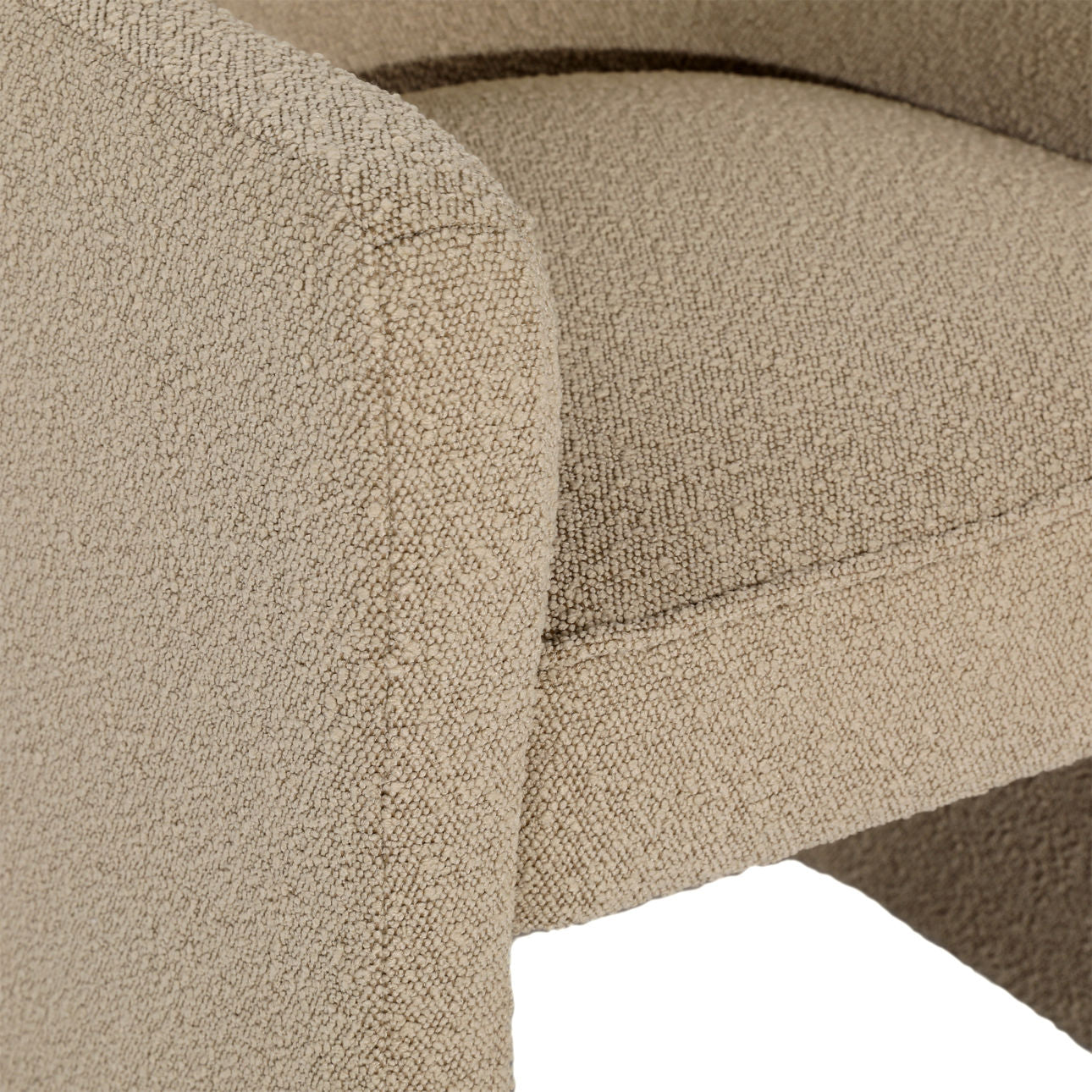 Sand Boucle Upholstery and Solid Pine Wood Chair 24.5 in Wide