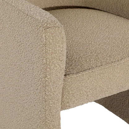 Sand Boucle Upholstery and Solid Pine Wood Chair 24.5 in Wide