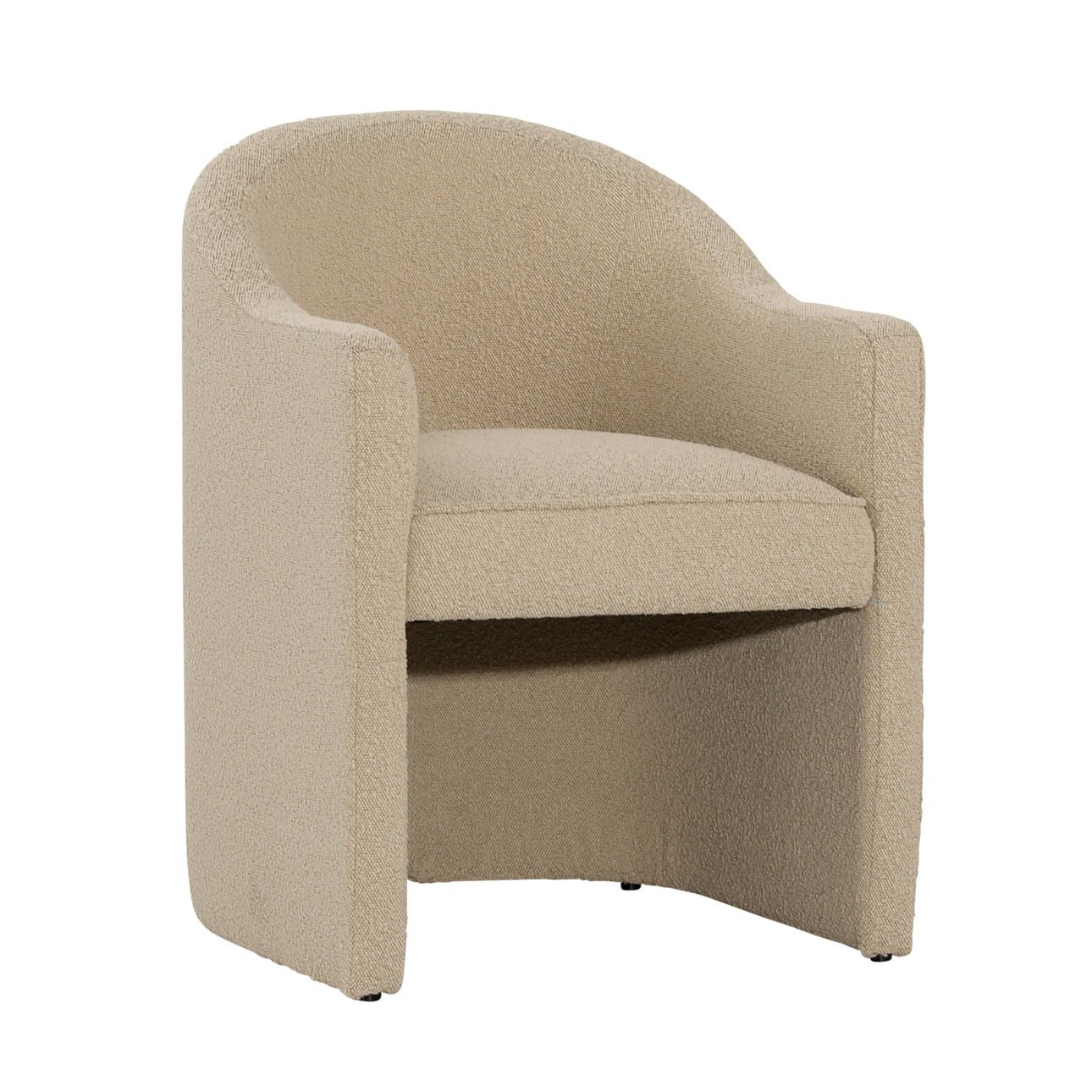 Sand Boucle Upholstery and Solid Pine Wood Chair 24.5 in Wide