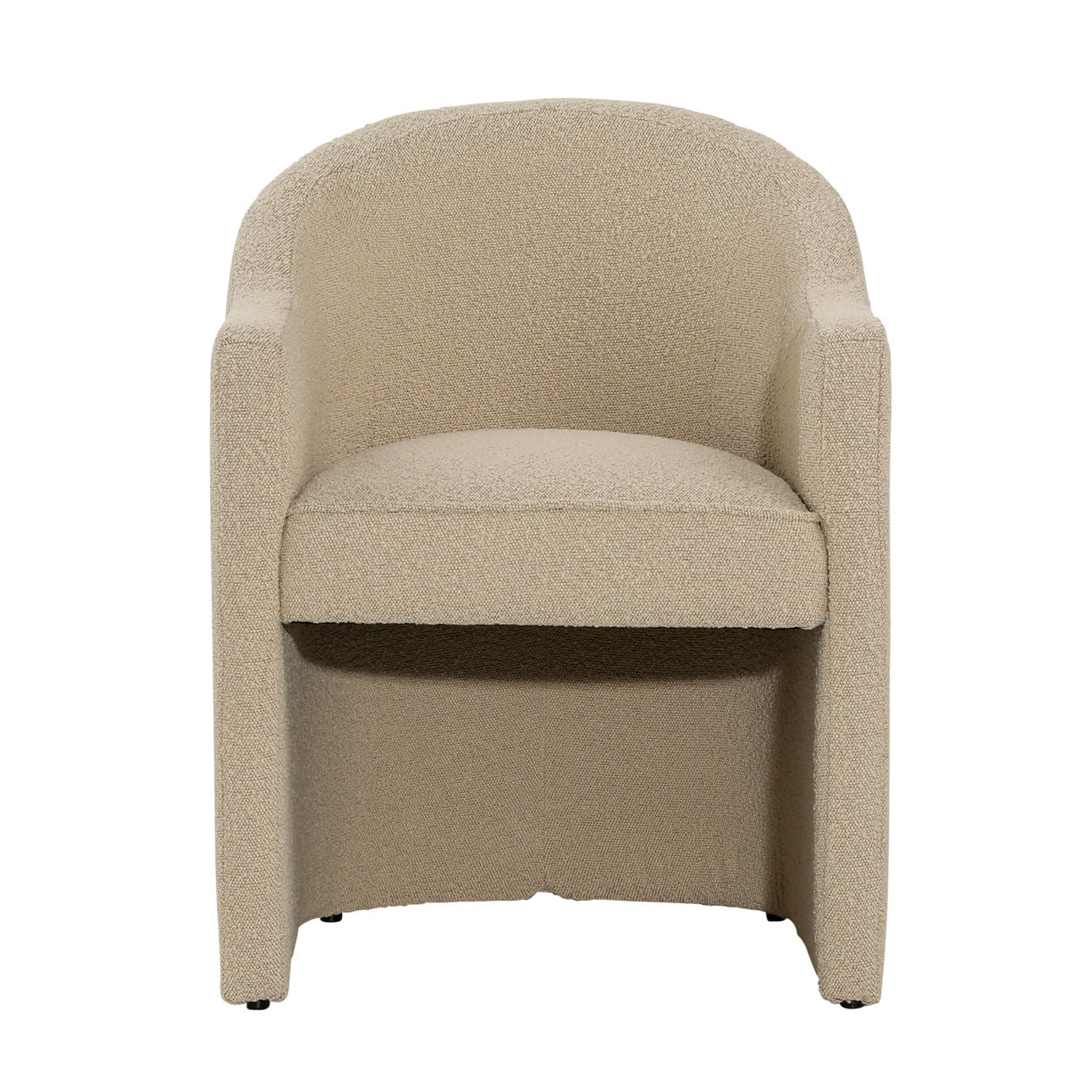 Sand Boucle Upholstery and Solid Pine Wood Chair 24.5 in Wide