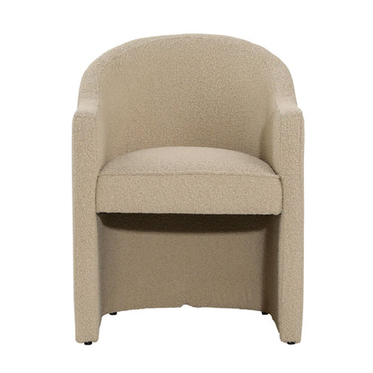 Sand Boucle Upholstery and Solid Pine Wood Chair 24.5 in Wide