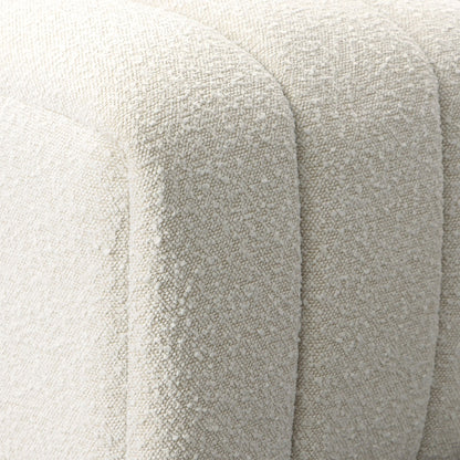 Cream Boucle Performance Fabric and Solid Pine Wood Chair 21 in Wide