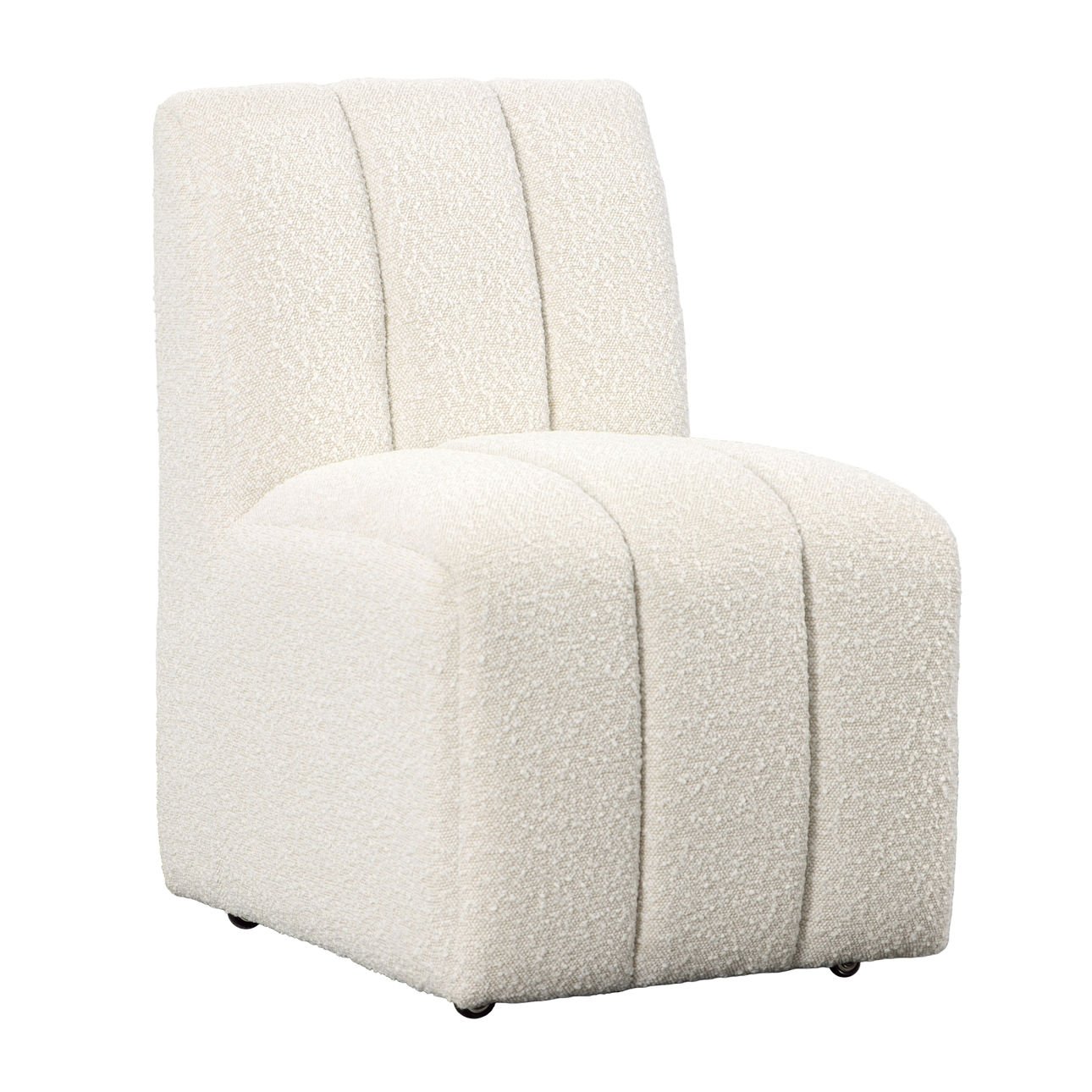 Cream Boucle Performance Fabric and Solid Pine Wood Chair 21 in Wide