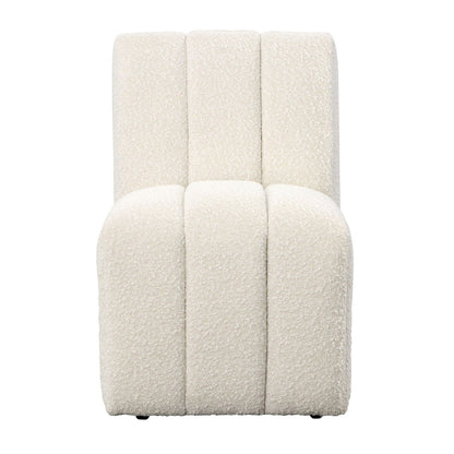Cream Boucle Performance Fabric and Solid Pine Wood Chair 21 in Wide