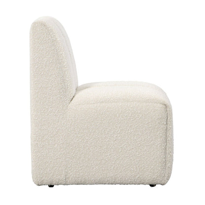 Cream Boucle Performance Fabric and Solid Pine Wood Chair 21 in Wide