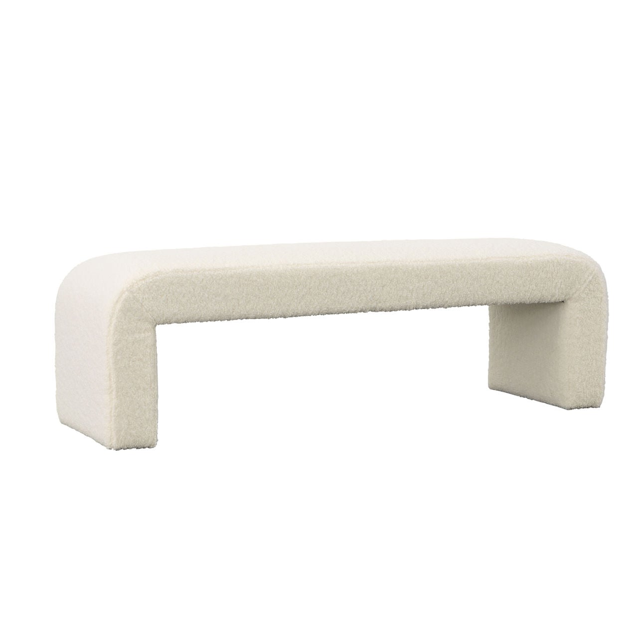 Ivory Faux Sheepskin Upholstery and Select Hardwood Frame Bench 59 in Wide