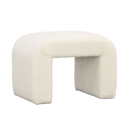 Ivory Faux Sheepskin and Select Hardwood Bench 26 in Wide