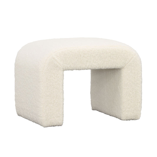 Ivory Faux Sheepskin and Select Hardwood Bench 26 in Wide