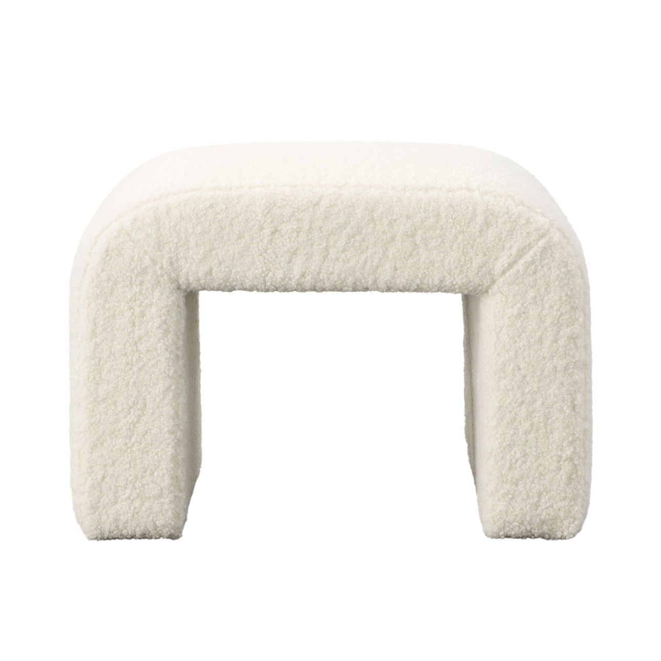 Ivory Faux Sheepskin and Select Hardwood Bench 26 in Wide