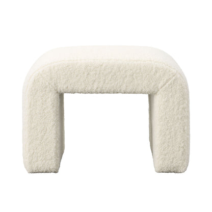 Ivory Faux Sheepskin and Select Hardwood Bench 26 in Wide