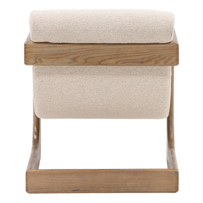 Modern Boucle Fabric and Ash Wood Home Accent