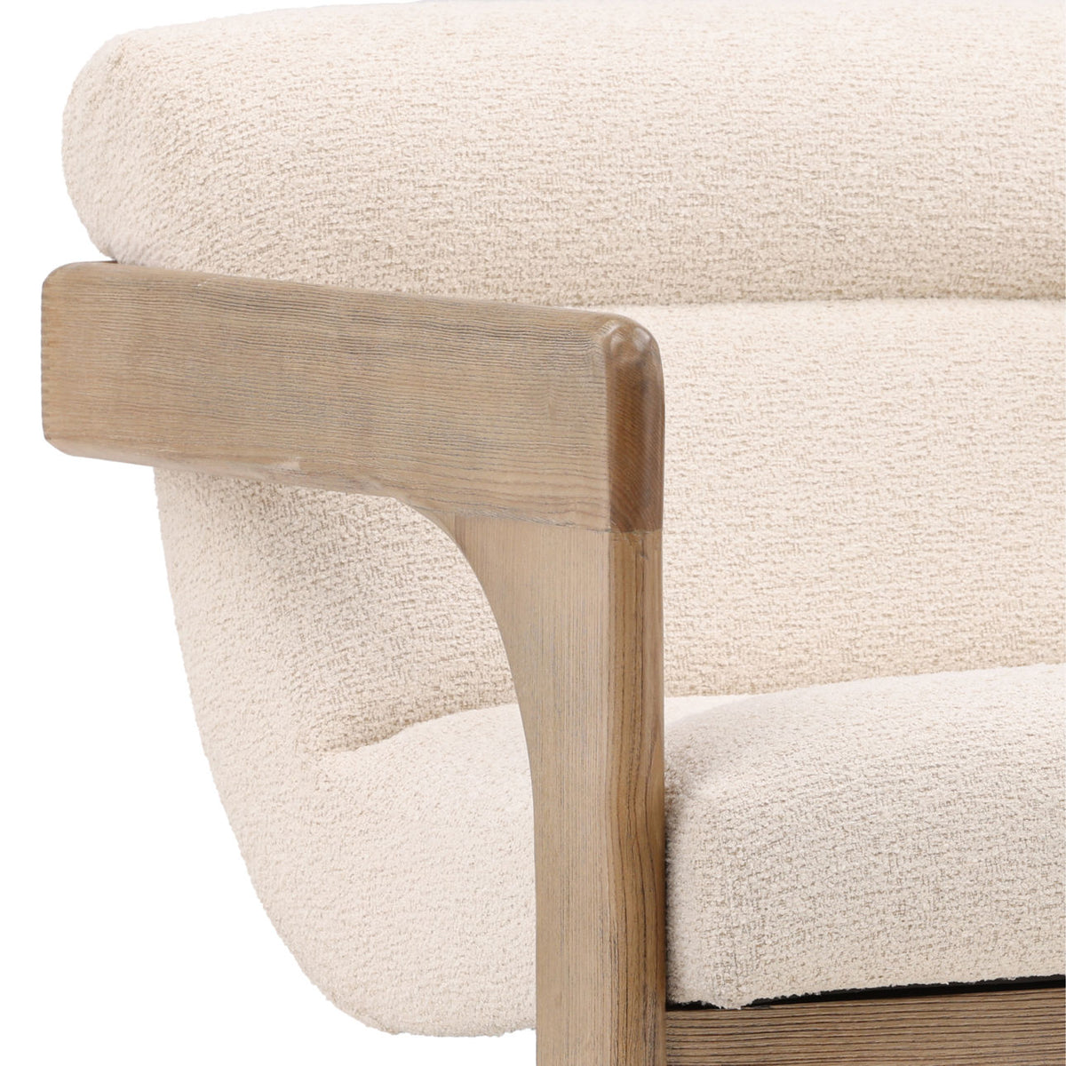 Modern Boucle Fabric and Ash Wood Home Accent